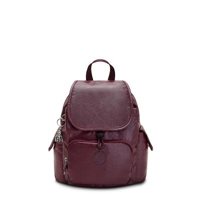 Kipling City Pack Mini Metallic Backpacks Burgundy | CAKi1933