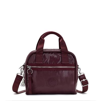 Kipling Hadya Metallic Handbags Burgundy Metal | CAKi1173