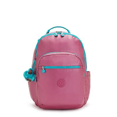 Kipling Seoul Large Metallic Backpacks Pink Metal | CAKi1029