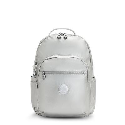 Kipling Seoul Large Metallic Backpacks Silver | CAKi1056